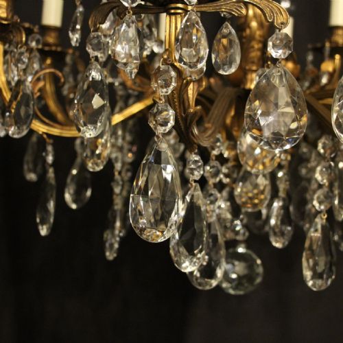 ITALIAN 12 LIGHT GILDED BRONZE ANTIQUE CHANDELIER - ADDITIONAL PHOTO 3