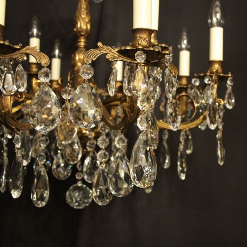 ITALIAN 12 LIGHT GILDED BRONZE ANTIQUE CHANDELIER - ADDITIONAL PHOTO 4