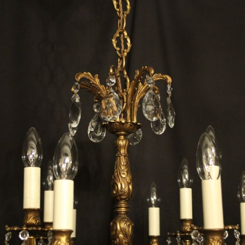 ITALIAN 12 LIGHT GILDED BRONZE ANTIQUE CHANDELIER - ADDITIONAL PHOTO 8