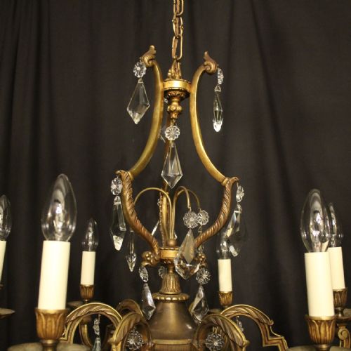 FRENCH GILDED 6 LIGHT ANTIQUE CHANDELIER - ADDITIONAL PHOTO 2