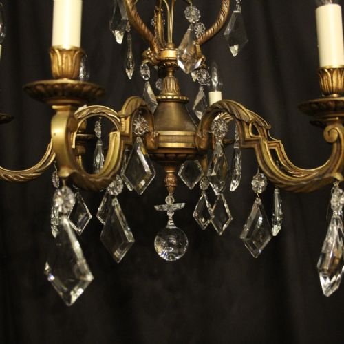 FRENCH GILDED 6 LIGHT ANTIQUE CHANDELIER - ADDITIONAL PHOTO 4