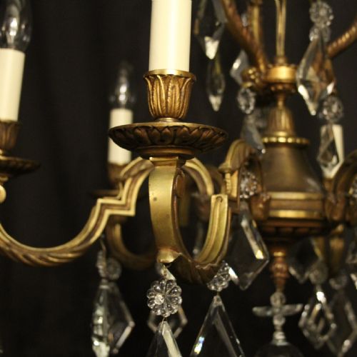 FRENCH GILDED 6 LIGHT ANTIQUE CHANDELIER - ADDITIONAL PHOTO 5