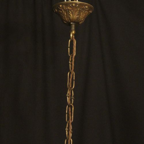 FRENCH GILDED 6 LIGHT ANTIQUE CHANDELIER - ADDITIONAL PHOTO 9