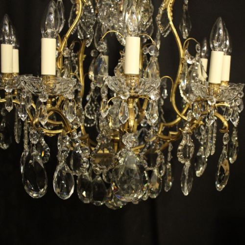 FRENCH GILDED BRONZE CRYSTAL 11 LIGHT BIRDCAGE ANTIQUE CHANDELIER - ADDITIONAL PHOTO 1