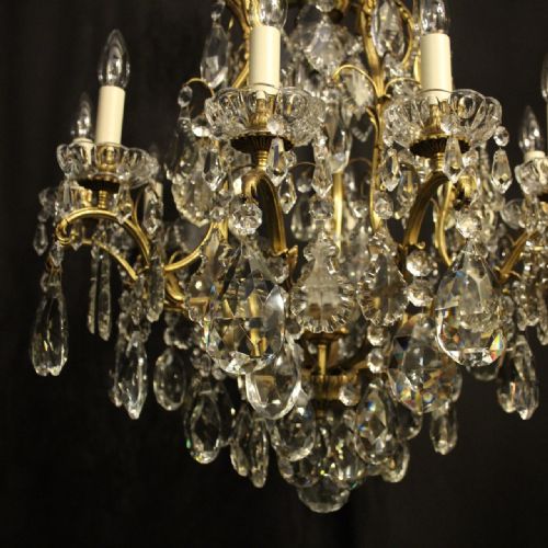 FRENCH GILDED BRONZE CRYSTAL 11 LIGHT BIRDCAGE ANTIQUE CHANDELIER - ADDITIONAL PHOTO 3