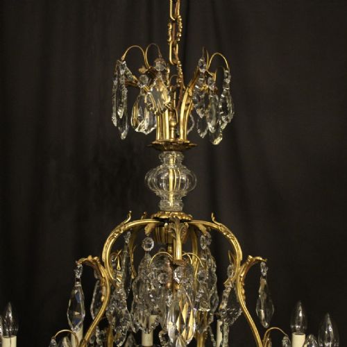 FRENCH GILDED BRONZE CRYSTAL 11 LIGHT BIRDCAGE ANTIQUE CHANDELIER - ADDITIONAL PHOTO 4