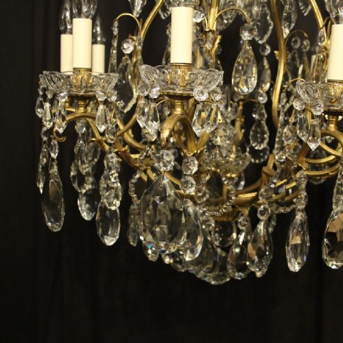FRENCH GILDED BRONZE CRYSTAL 11 LIGHT BIRDCAGE ANTIQUE CHANDELIER - ADDITIONAL PHOTO 6