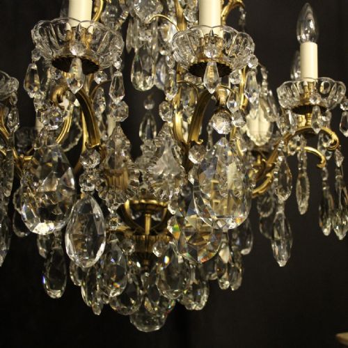 FRENCH GILDED BRONZE CRYSTAL 11 LIGHT BIRDCAGE ANTIQUE CHANDELIER - ADDITIONAL PHOTO 7