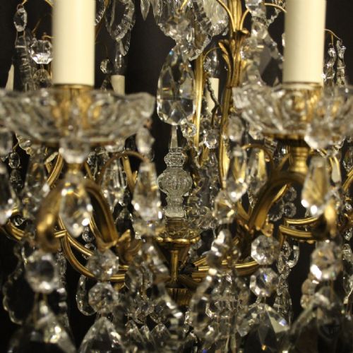 FRENCH GILDED BRONZE CRYSTAL 11 LIGHT BIRDCAGE ANTIQUE CHANDELIER - ADDITIONAL PHOTO 8