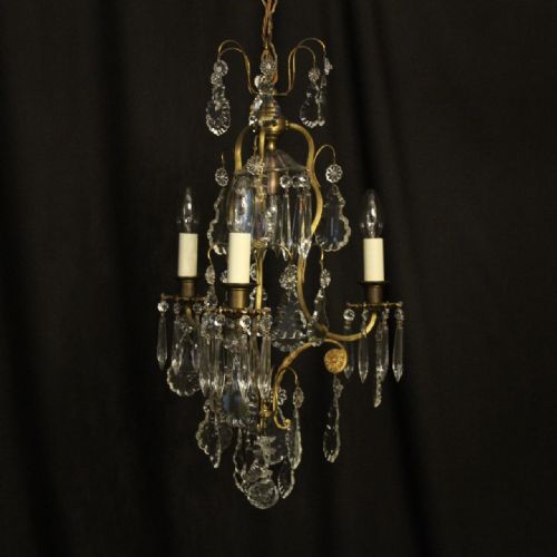 french gilded birdcage 4 light antique chandelier - CATEGORY: ANTIQUE LIGHTING - DATED 1920