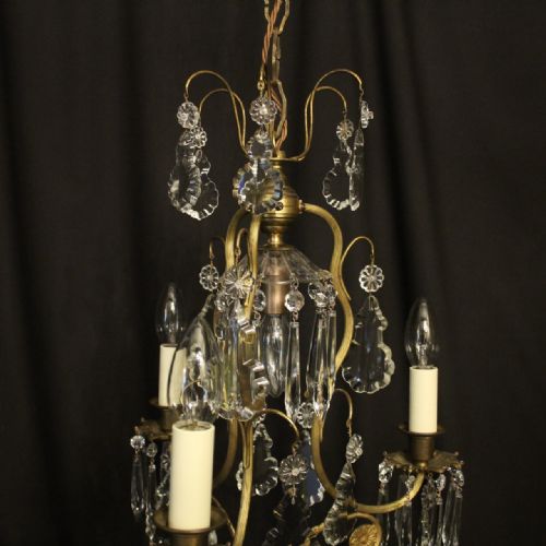 FRENCH GILDED BIRDCAGE 4 LIGHT ANTIQUE CHANDELIER - ADDITIONAL PHOTO 1