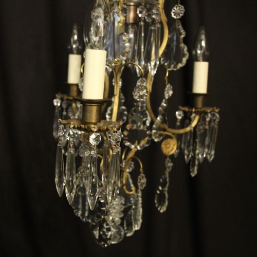 FRENCH GILDED BIRDCAGE 4 LIGHT ANTIQUE CHANDELIER - ADDITIONAL PHOTO 2