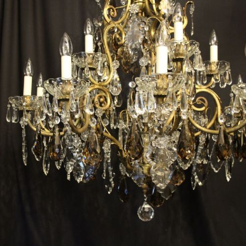 FRENCH GILDED BRONZE CRYSTAL 16 LIGHT ANTIQUE CHANDELIER - ADDITIONAL PHOTO 1