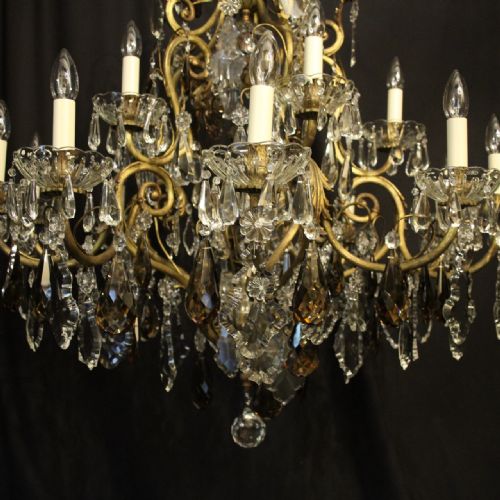 FRENCH GILDED BRONZE CRYSTAL 16 LIGHT ANTIQUE CHANDELIER - ADDITIONAL PHOTO 2