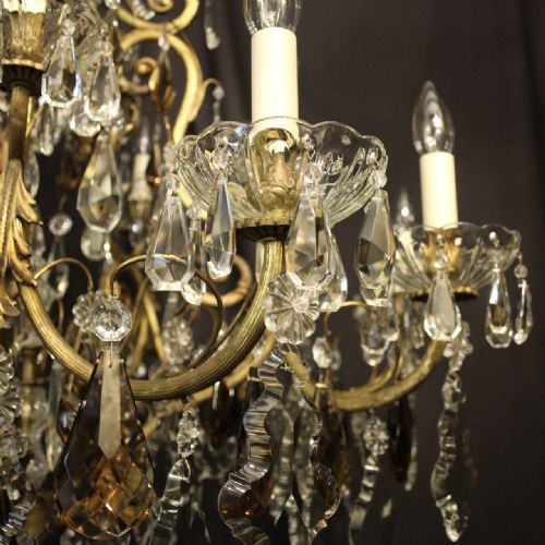 FRENCH GILDED BRONZE CRYSTAL 16 LIGHT ANTIQUE CHANDELIER - ADDITIONAL PHOTO 4