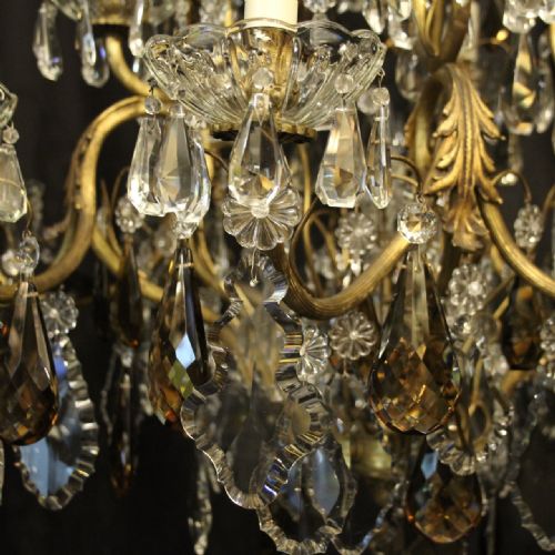 FRENCH GILDED BRONZE CRYSTAL 16 LIGHT ANTIQUE CHANDELIER - ADDITIONAL PHOTO 5