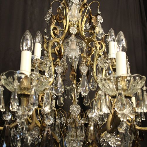 FRENCH GILDED BRONZE CRYSTAL 16 LIGHT ANTIQUE CHANDELIER - ADDITIONAL PHOTO 8