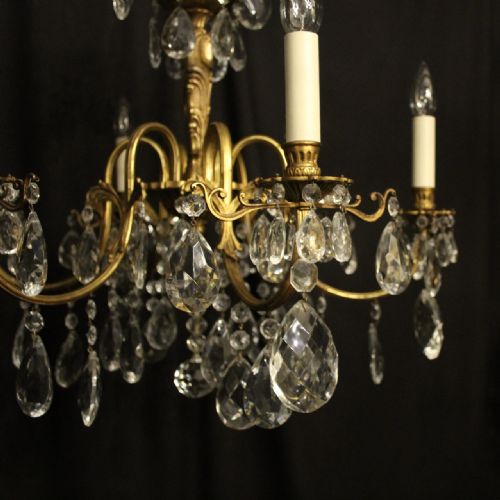ITALIAN GILDED CRYSTAL 6 LIGHT ANTIQUE CHANDELIER - ADDITIONAL PHOTO 1