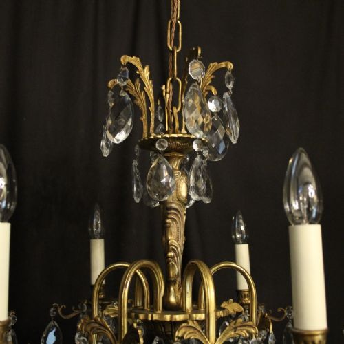 ITALIAN GILDED CRYSTAL 6 LIGHT ANTIQUE CHANDELIER - ADDITIONAL PHOTO 2