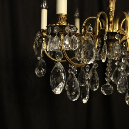 ITALIAN GILDED CRYSTAL 6 LIGHT ANTIQUE CHANDELIER - ADDITIONAL PHOTO 3