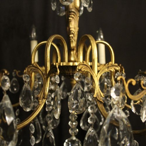 ITALIAN GILDED CRYSTAL 6 LIGHT ANTIQUE CHANDELIER - ADDITIONAL PHOTO 4