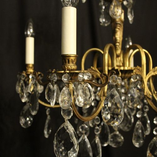 ITALIAN GILDED CRYSTAL 6 LIGHT ANTIQUE CHANDELIER - ADDITIONAL PHOTO 6