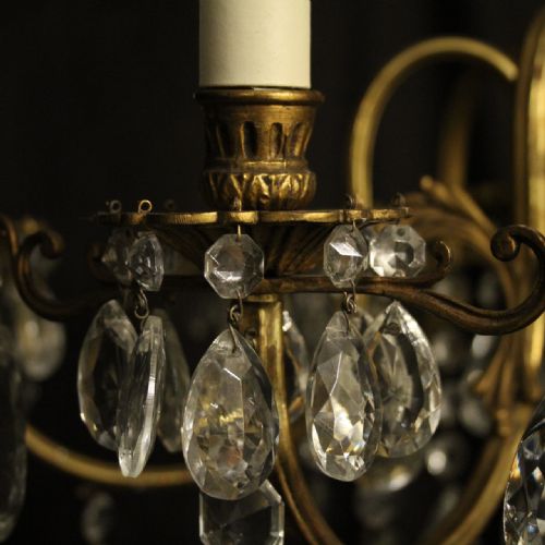 ITALIAN GILDED CRYSTAL 6 LIGHT ANTIQUE CHANDELIER - ADDITIONAL PHOTO 7