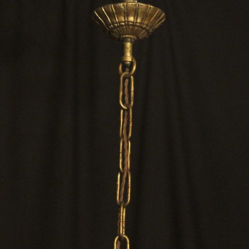 ITALIAN GILDED CRYSTAL 6 LIGHT ANTIQUE CHANDELIER - ADDITIONAL PHOTO 8