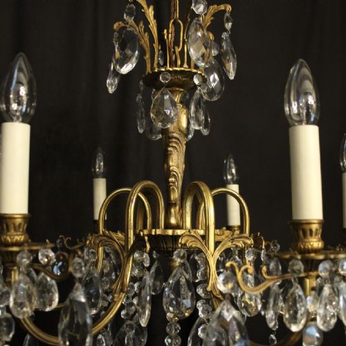 ITALIAN GILDED CRYSTAL 6 LIGHT ANTIQUE CHANDELIER - ADDITIONAL PHOTO 9