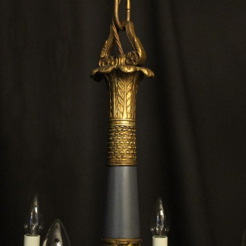 EMPIRE 19TH CENTURY GILDED BRONZE 6 LIGHT ANTIQUE CHANDELIER - ADDITIONAL PHOTO 8