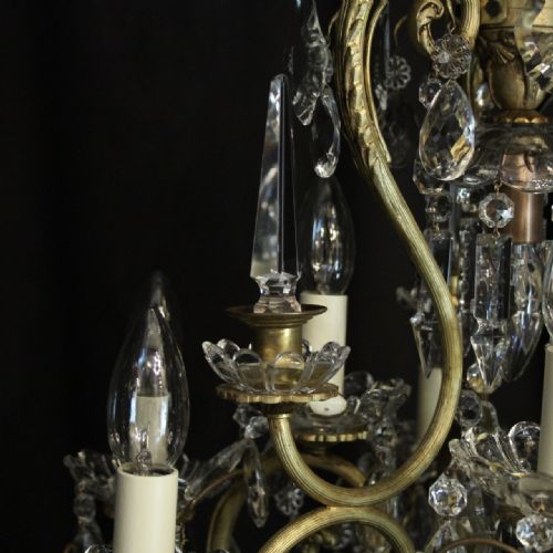 FRENCH GILDED CRYSTAL 10 LIGHT ANTIQUE CHANDELIER - ADDITIONAL PHOTO 2