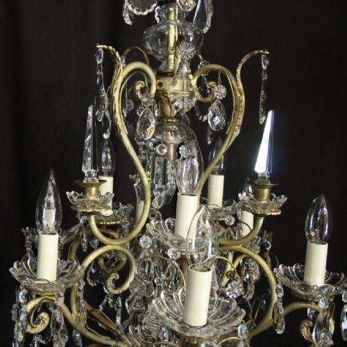 FRENCH GILDED CRYSTAL 10 LIGHT ANTIQUE CHANDELIER - ADDITIONAL PHOTO 3