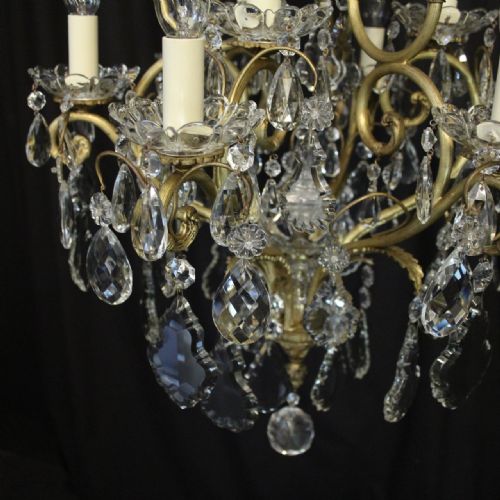 FRENCH GILDED CRYSTAL 10 LIGHT ANTIQUE CHANDELIER - ADDITIONAL PHOTO 4