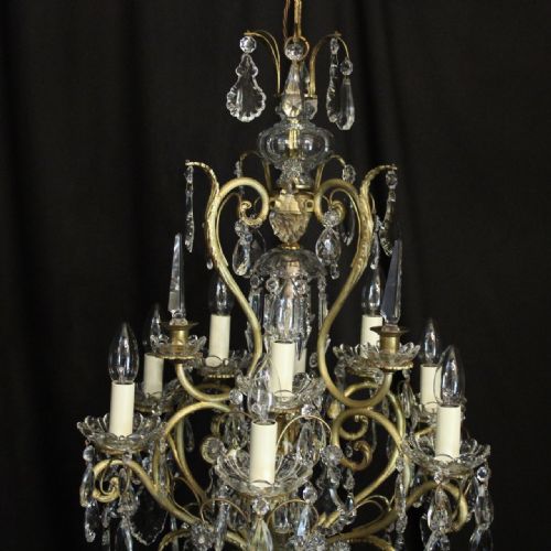 FRENCH GILDED CRYSTAL 10 LIGHT ANTIQUE CHANDELIER - ADDITIONAL PHOTO 6