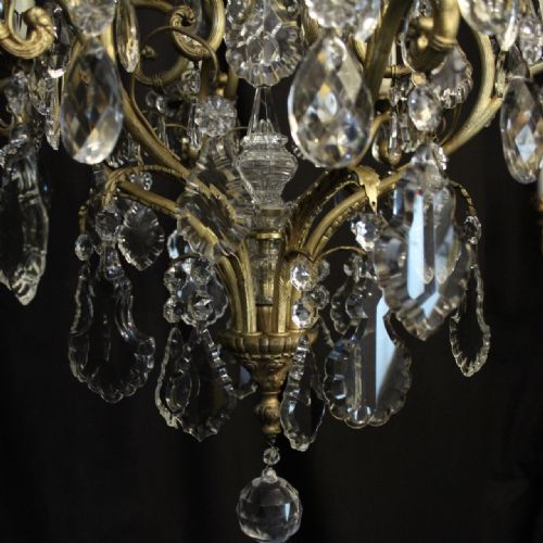FRENCH GILDED CRYSTAL 10 LIGHT ANTIQUE CHANDELIER - ADDITIONAL PHOTO 8