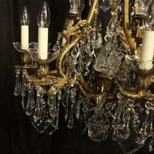 FRENCH GILDED BRONZE CRYSTAL 11 LIGHT ANTIQUE CHANDELIER - ADDITIONAL PHOTO 1