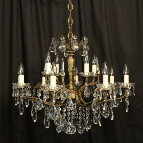 italian gilded 12 light double tiered antique chandelier - CATEGORY: ANTIQUE LIGHTING - DATED 1920