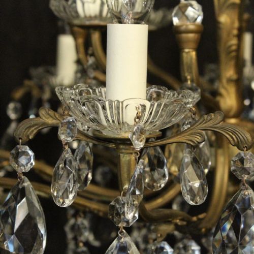 ITALIAN GILDED 12 LIGHT DOUBLE TIERED ANTIQUE CHANDELIER - ADDITIONAL PHOTO 2