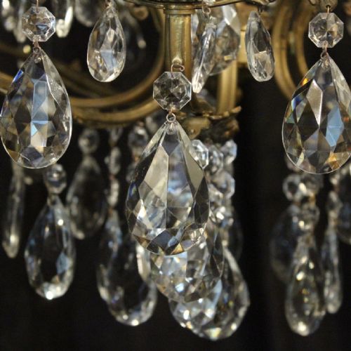 ITALIAN GILDED 12 LIGHT DOUBLE TIERED ANTIQUE CHANDELIER - ADDITIONAL PHOTO 3
