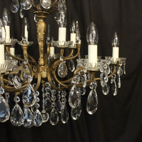 ITALIAN GILDED 12 LIGHT DOUBLE TIERED ANTIQUE CHANDELIER - ADDITIONAL PHOTO 4