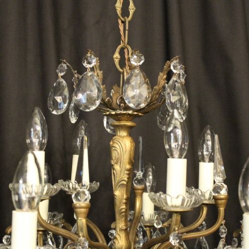 ITALIAN GILDED 12 LIGHT DOUBLE TIERED ANTIQUE CHANDELIER - ADDITIONAL PHOTO 5