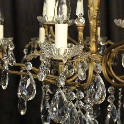 ITALIAN GILDED 12 LIGHT DOUBLE TIERED ANTIQUE CHANDELIER - ADDITIONAL PHOTO 6