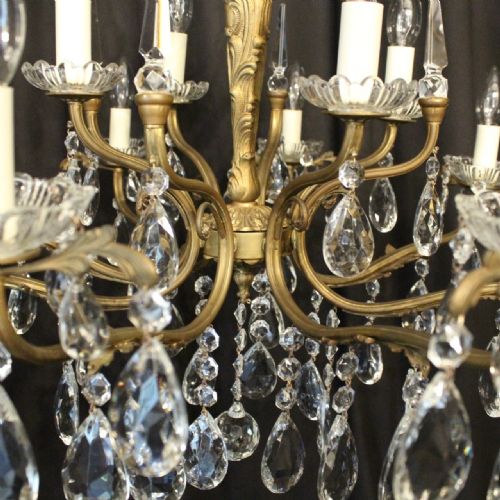 ITALIAN GILDED 12 LIGHT DOUBLE TIERED ANTIQUE CHANDELIER - ADDITIONAL PHOTO 8