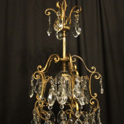 FRENCH GILDED BIRDCAGE SINGLE LIGHT ANTIQUE CHANDELIER - ADDITIONAL PHOTO 1