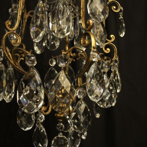 FRENCH GILDED BIRDCAGE SINGLE LIGHT ANTIQUE CHANDELIER - ADDITIONAL PHOTO 2