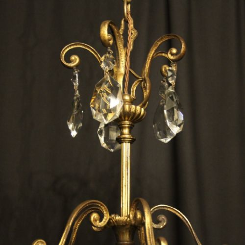 FRENCH GILDED BIRDCAGE SINGLE LIGHT ANTIQUE CHANDELIER - ADDITIONAL PHOTO 3