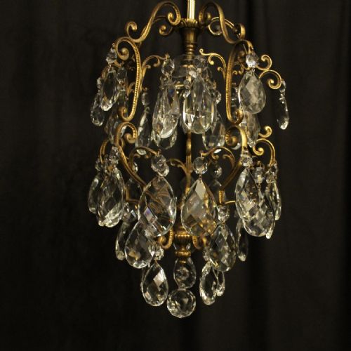 FRENCH GILDED BIRDCAGE SINGLE LIGHT ANTIQUE CHANDELIER - ADDITIONAL PHOTO 4