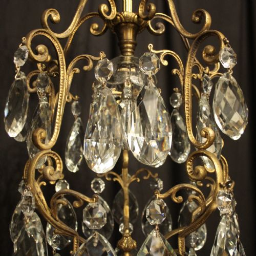 FRENCH GILDED BIRDCAGE SINGLE LIGHT ANTIQUE CHANDELIER - ADDITIONAL PHOTO 6