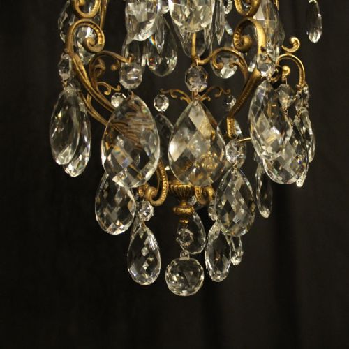 FRENCH GILDED BIRDCAGE SINGLE LIGHT ANTIQUE CHANDELIER - ADDITIONAL PHOTO 7