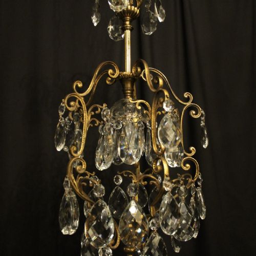 FRENCH GILDED BIRDCAGE SINGLE LIGHT ANTIQUE CHANDELIER - ADDITIONAL PHOTO 8